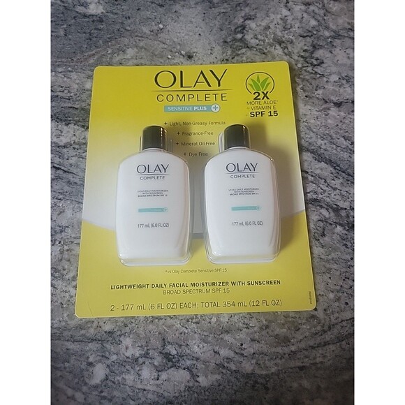 Olay Complete Daily Moisturizer w/ SPF 15, Sensitive +, 6 fl oz, 2 pack, NEW! - Picture 1 of 3